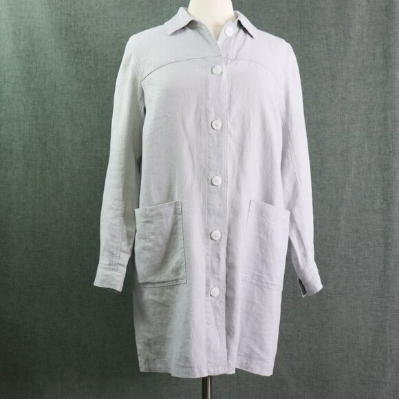 J. Jill Love Linen Artist Coat Jacket Tunic Women's Small Gray Pockets - Picture 9 of 16